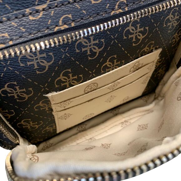 GUESS Mini Backpack Brown Logo Print Faux Leather Monogram Bag - Picture 8 of 13